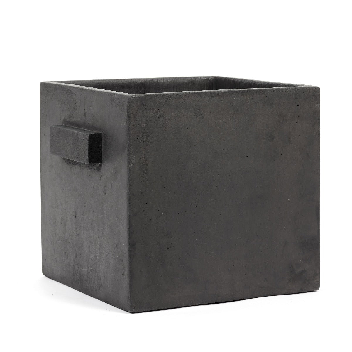 Vaso in cemento quadrato grigio antracite con manici H31 | Vasi di design in cemento Serax - B7220020