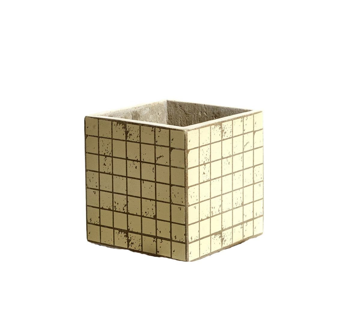 Cachepot Marie Mosaico avorio H13: vasi in cemento Serax - B7217002-Bianco