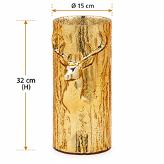 Vaso Renna Cilindro Oro EDG Enzo De Gasperi in vetro con dimensioni H 32 × Ø 15 cm