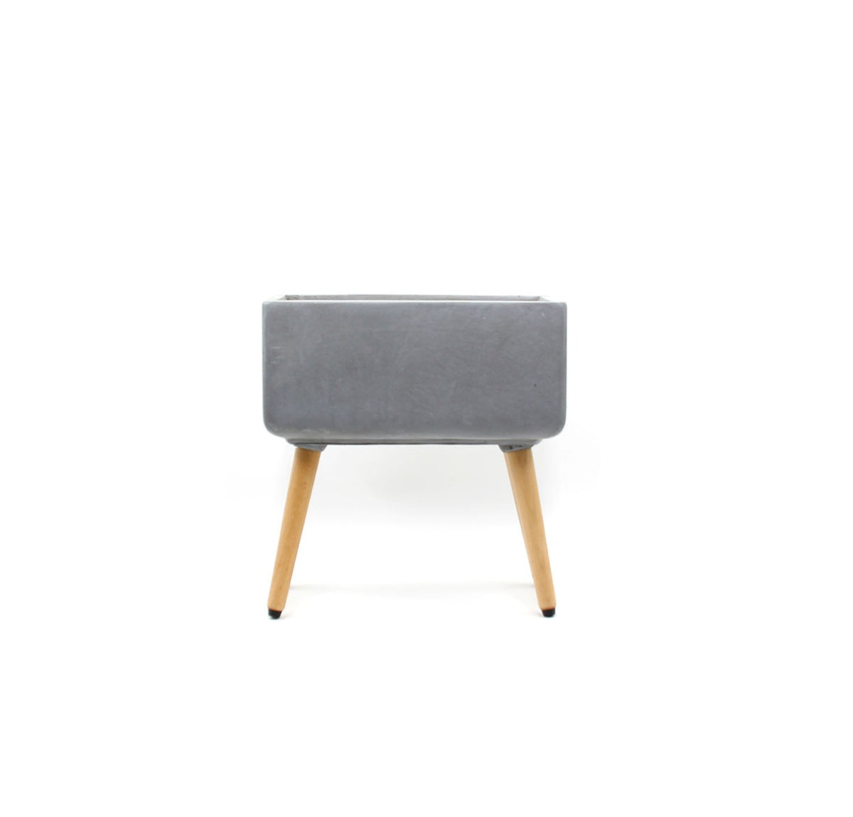 Vaso rettangolare in cemento e resina su gambe in legno H43 - 8420012-S