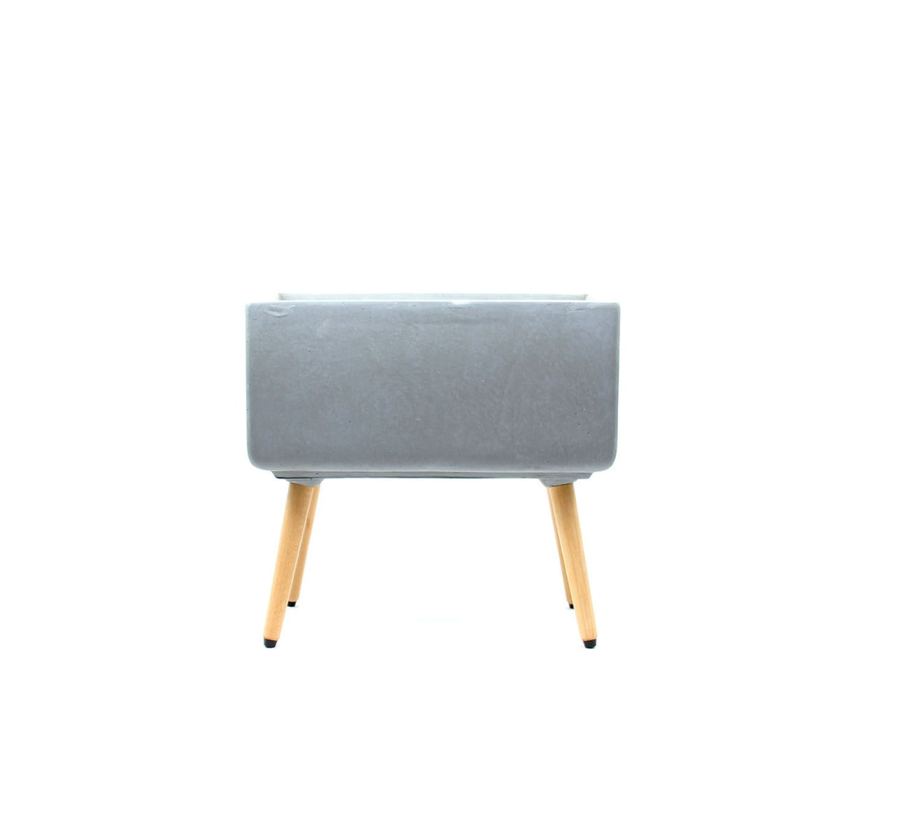 Vaso rettangolare in cemento e resina su gambe in legno H50 - 8420012-L