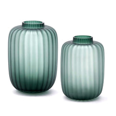 Vaso Rotondo con Righe Verde | Vasi di design in vetro EDG - CONFIG0407