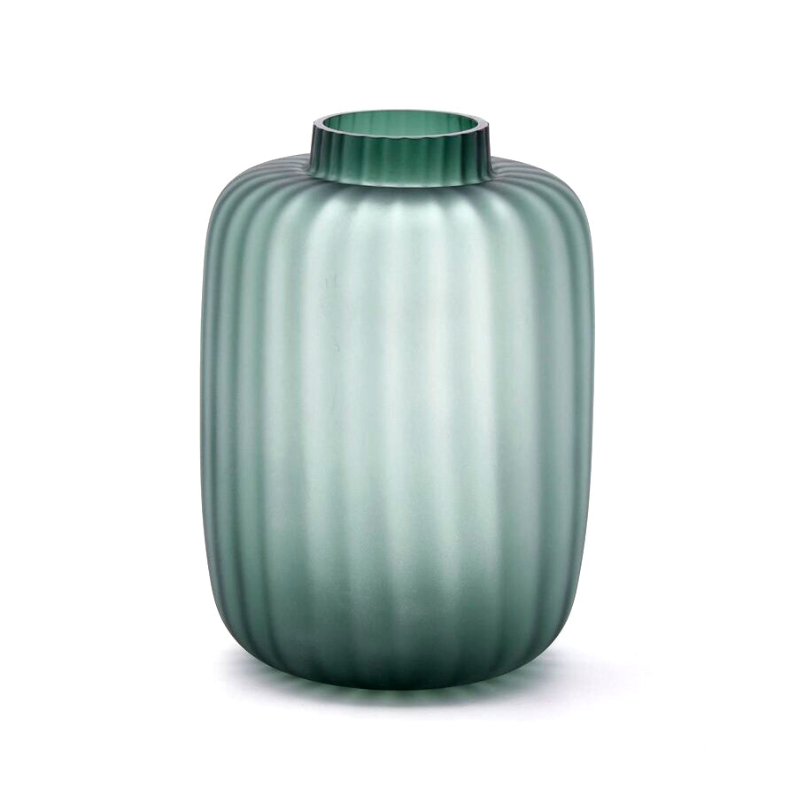 Vaso Rotondo con Righe Verde H35 X D24 | Vasi di design in vetro EDG - 106607,70