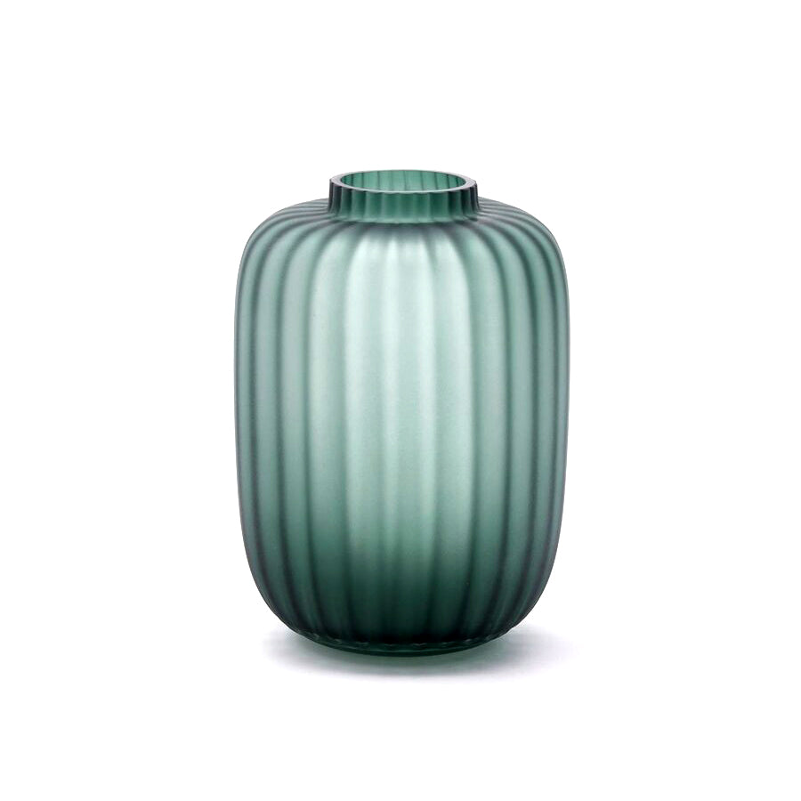 Vaso Rotondo con Righe Verde H29 X D20 | Vasi di design in vetro EDG - 106608,70
