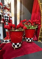 Vaso Scacchi in Metallo H32 D29 cm