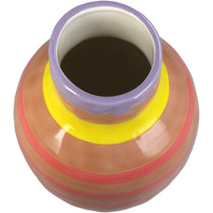 Vaso a Strisce Rosa e Beige in Ceramica H24,5 cm | Vasi di design in ceramica colorata - KAL-2000