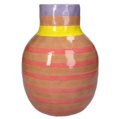 Vaso a Strisce Rosa e Beige in Ceramica H24,5 cm | Vasi di design in ceramica colorata - KAL-2000