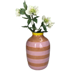 Vaso a Strisce Rosa e Marroni in Ceramica H26,4 cm | Vasi di design in ceramica colorata - KAL-2001