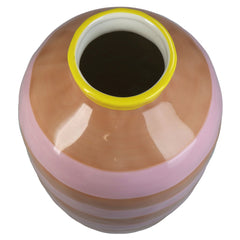 Vaso a Strisce Rosa e Marroni in Ceramica H26,4 cm | Vasi di design in ceramica colorata - KAL-2001