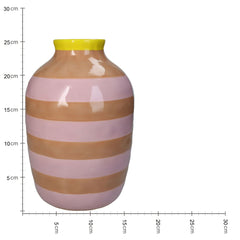 Vaso a Strisce Rosa e Marroni in Ceramica H26,4 cm | Vasi di design in ceramica colorata - KAL-2001