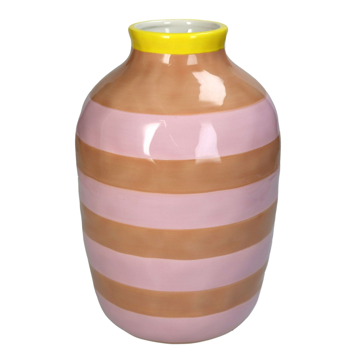 Vaso a Strisce Rosa e Marroni in Ceramica H26,4 cm | Vasi di design in ceramica colorata - KAL-2001