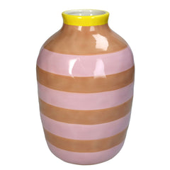 Vaso a Strisce Rosa e Marroni in Ceramica H26,4 cm | Vasi di design in ceramica colorata - KAL-2001