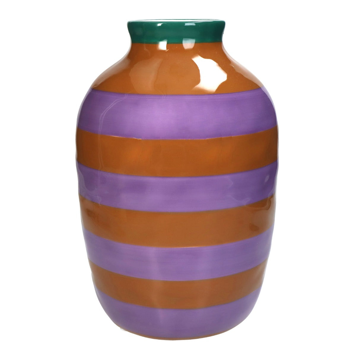 Vaso a Strisce Viola e Marrone in Ceramica H26,4 cm | Vasi di design in ceramica colorata - KAL-2948