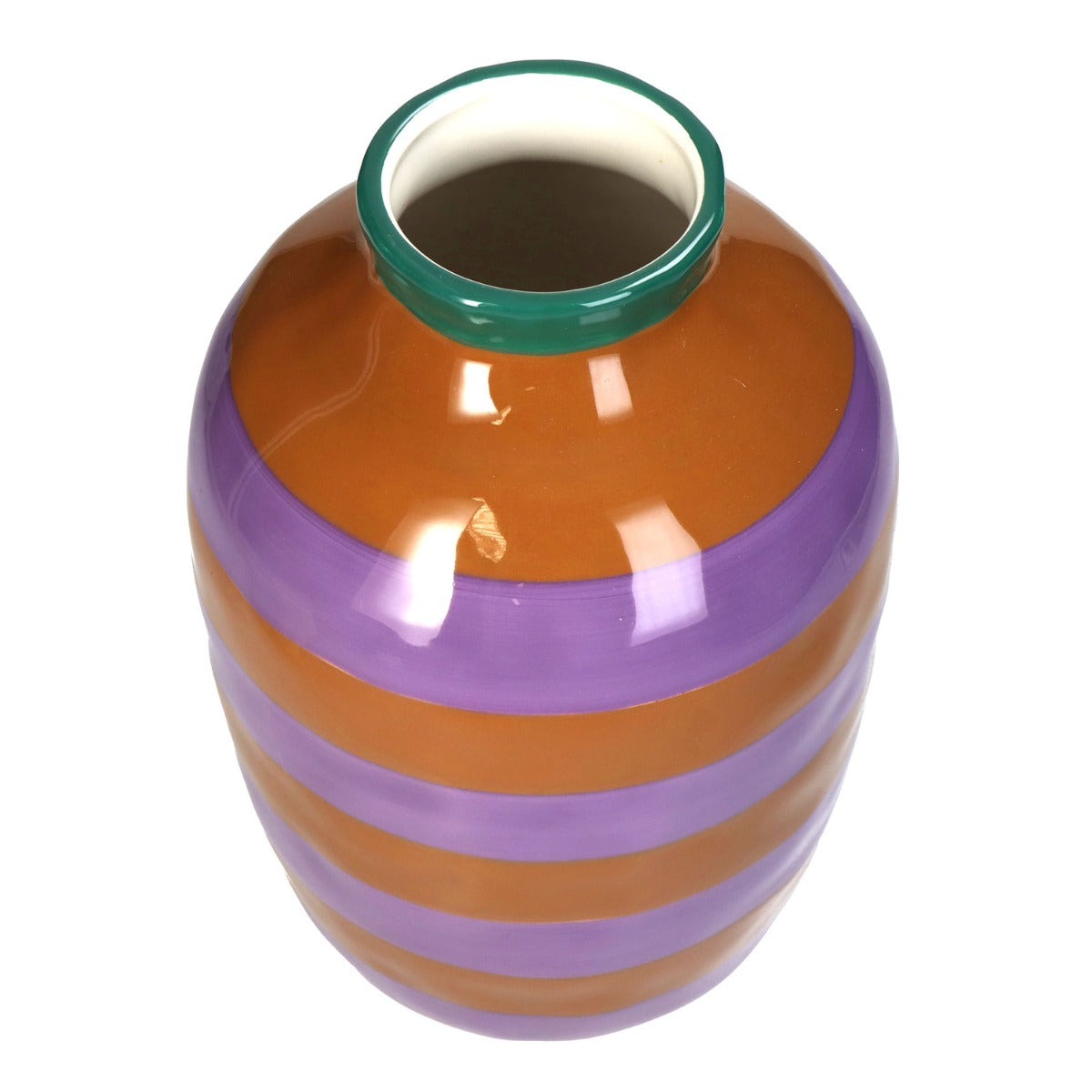 Vaso a Strisce Viola e Marrone in Ceramica H26,4 cm | Vasi di design in ceramica colorata - KAL-2948
