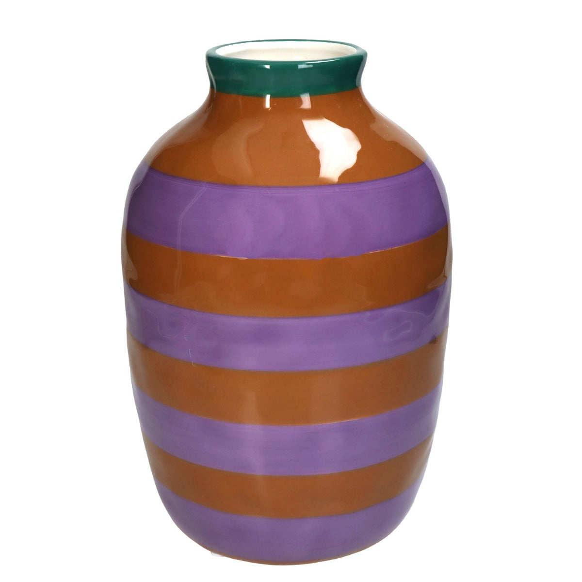 Vaso a Strisce Viola e Marrone in Ceramica H26,4 cm | Vasi di design in ceramica colorata - KAL-2948