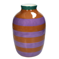 Vaso a Strisce Viola e Marrone in Ceramica H26,4 cm | Vasi di design in ceramica colorata - KAL-2948