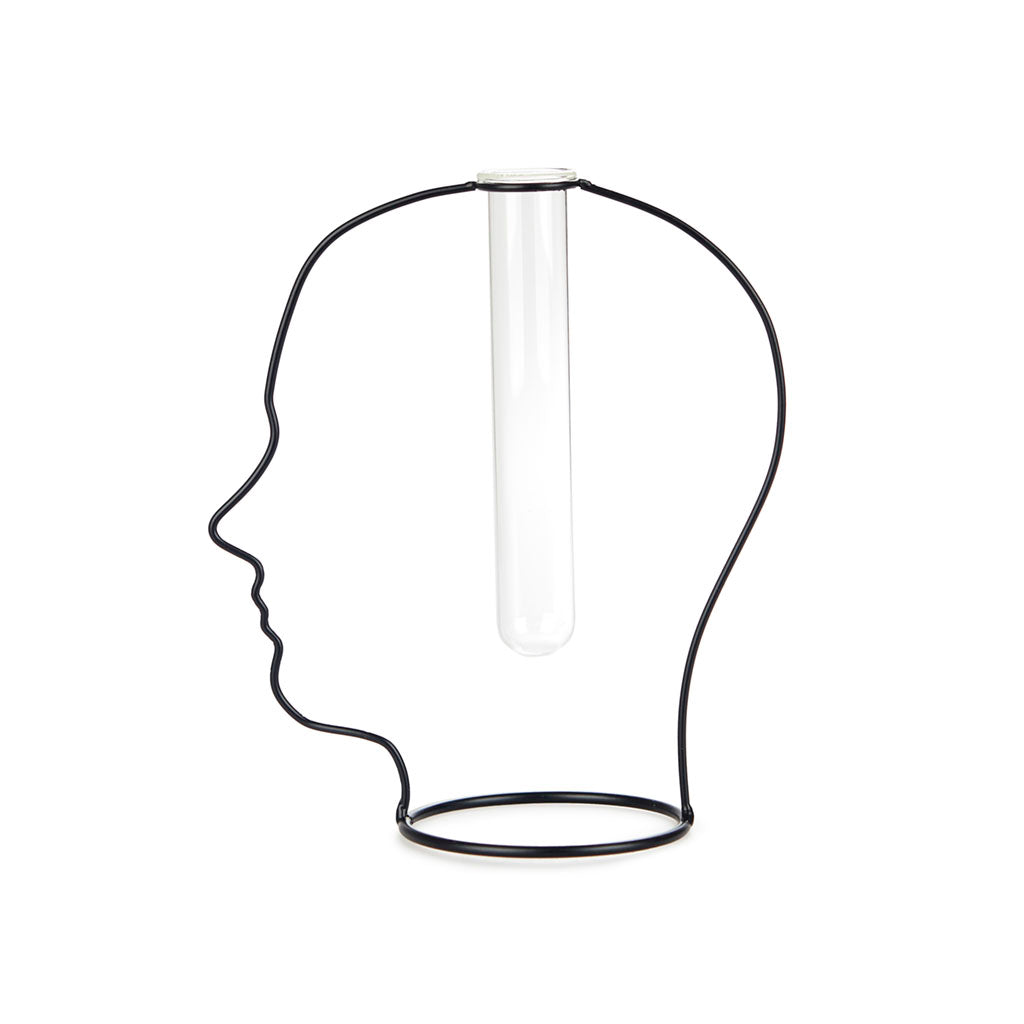 Vaso Man Silhouette nero in metallo e vetro H20 - 27601