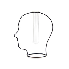 Vaso Man Silhouette nero in metallo e vetro H20 - 27601