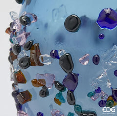 EDG Enzo De Gasperi Vaso Ovale Gemme in Vetro Blu Chiaro H25cm