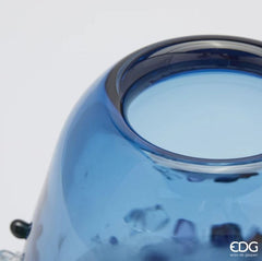 EDG Enzo De Gasperi Vaso Ovale Gemme in Vetro Blu Chiaro H25cm