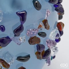 EDG Enzo De Gasperi Vaso Ovale Gemme in Vetro Blu Chiaro H25cm