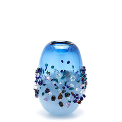 EDG Enzo De Gasperi Vaso Ovale Gemme in Vetro Blu Chiaro H25cm