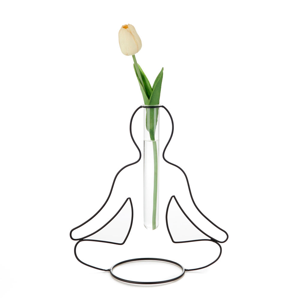 Vaso Yoga Silhouette nero in metallo e vetro H27,40 - 27584