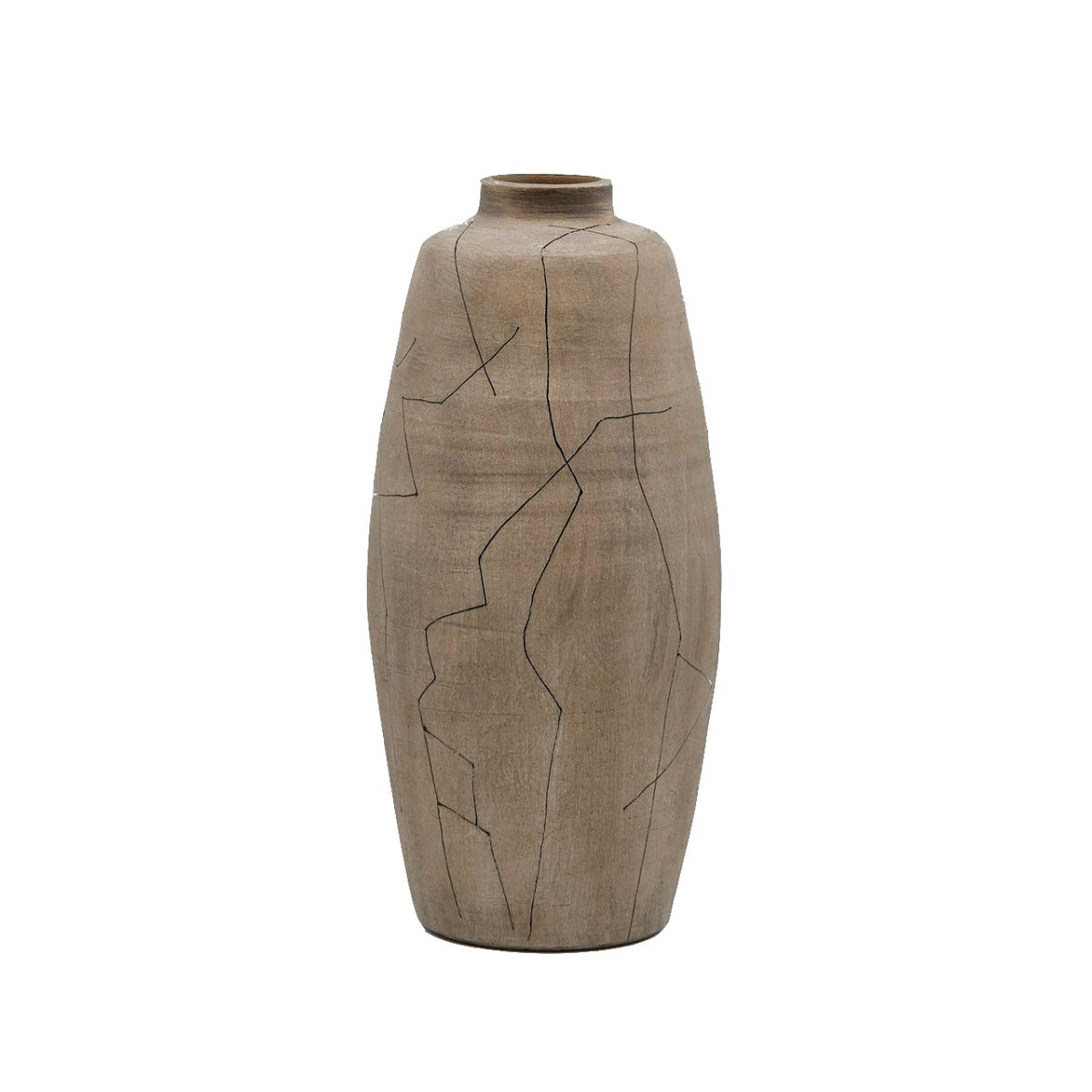 Vaso in ceramica color sabbia con motivo astratto alt.43 - 013920