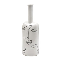 Vaso FaceStyle H33 | Vaso in ceramica bianca con tratti somatici neri - 013905