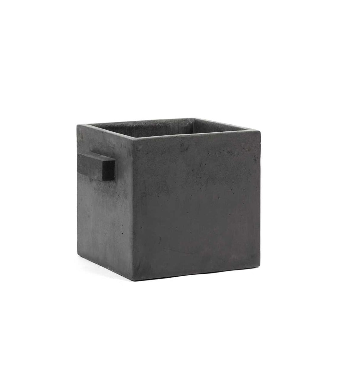 Vaso in cemento quadrato grigio antracite con manici H22 | Vasi di design in cemento Serax - B7220018