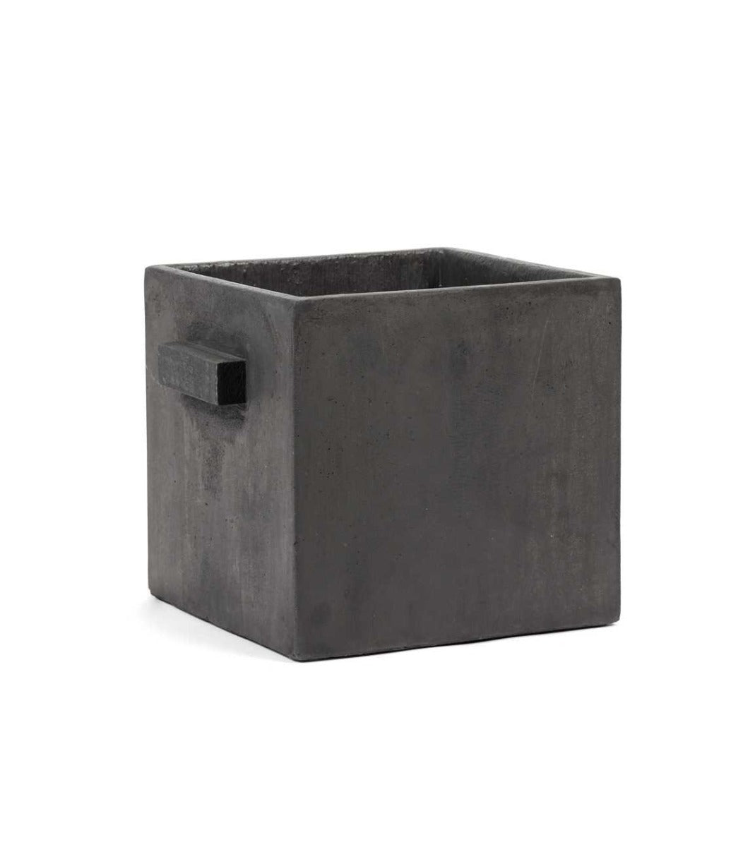 Vaso in cemento quadrato grigio antracite con manici H26 | Vasi di design in cemento Serax - B7220019
