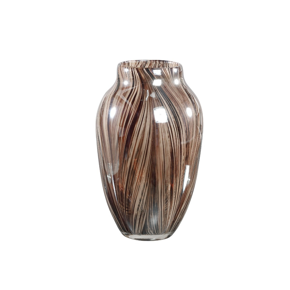 Vaso in vetro con striature marroni H29 - 703982