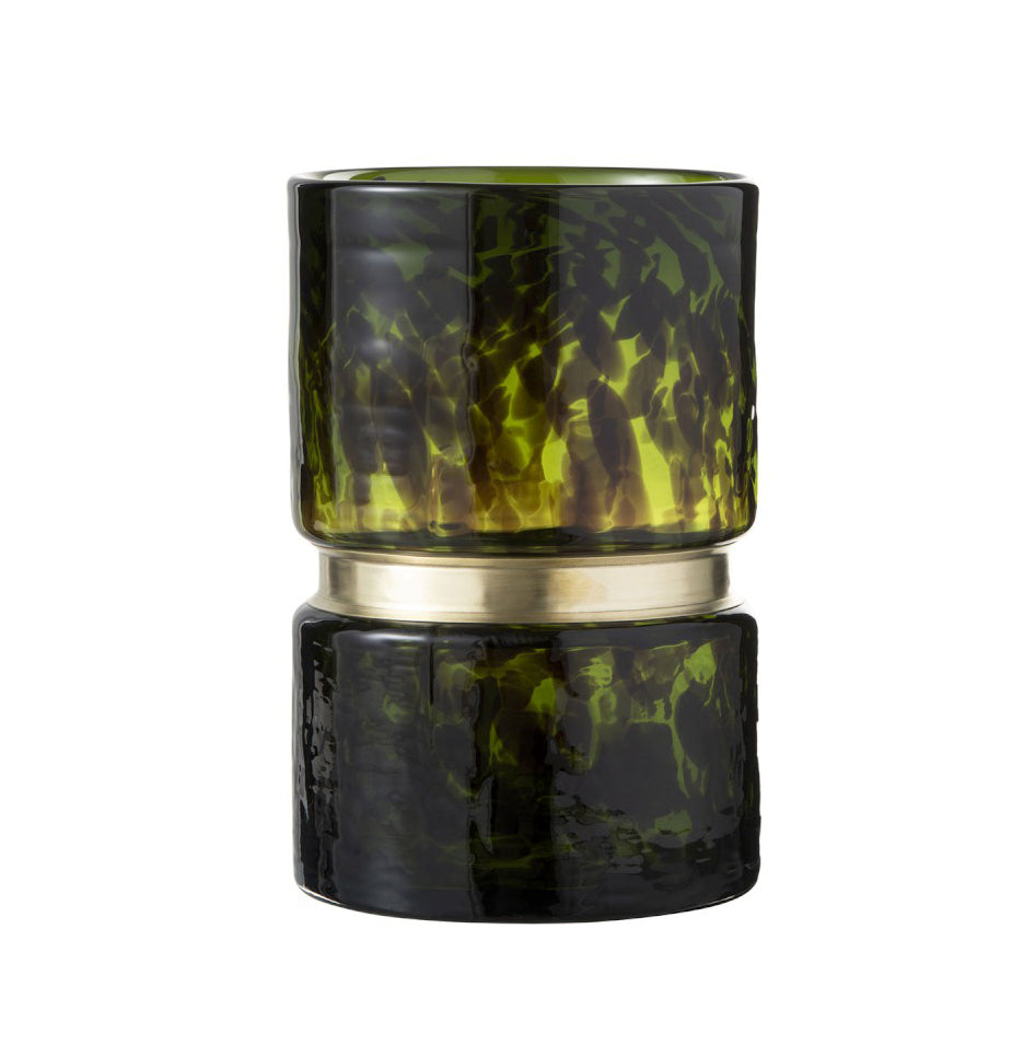 Vaso Macchia Verde con Fascia Oro H23 : Vasi di design in vetro  - 96633