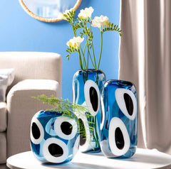 Vaso Occhi Blu in Vetro H34 Cm - Un Dettaglio di Stile per i Tuoi Interni - 047510