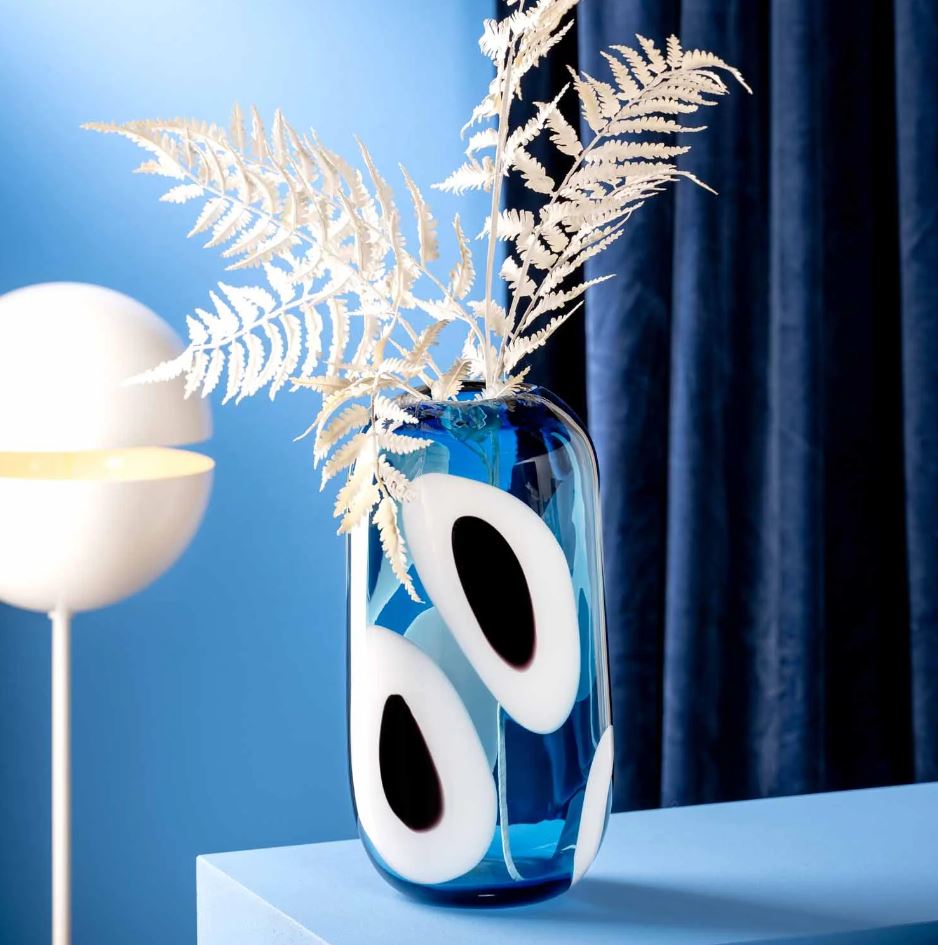 Vaso Occhi Blu in Vetro H34 Cm - Un Dettaglio di Stile per i Tuoi Interni - 047510