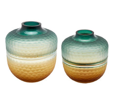 Vaso Orcio in vetro molato green gold  - CONFIG0255