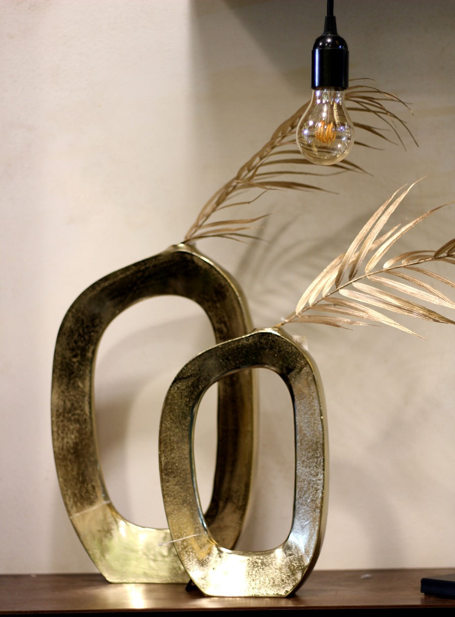 Vaso Ovale aperto Oro H40 : Vasi di design in metallo - CONFIG0126