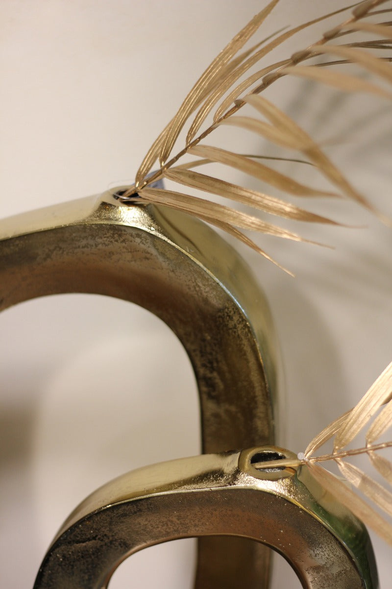 Vaso Ovale aperto Oro H40 : Vasi di design in metallo - CONFIG0126