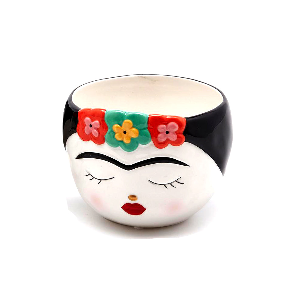 Vaso porta piante Frida Kahlo H10 &Oslash;12 occhi chiusi - 015373,02