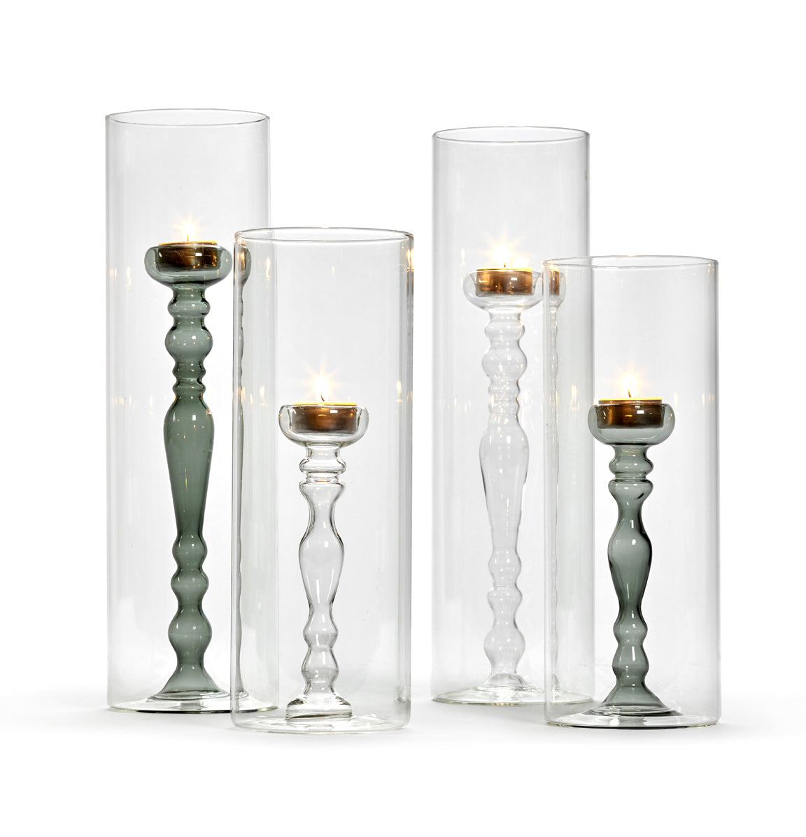 Vaso Portacandela in vetro Trasparente e Grigio  - CONFIG0181