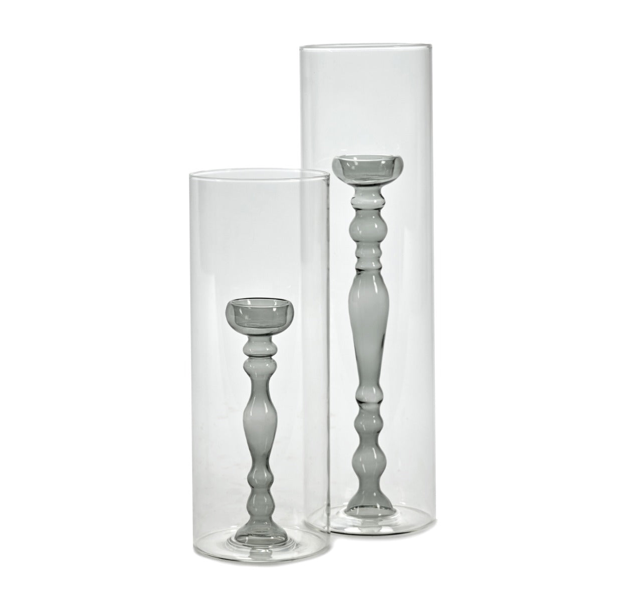 Vaso Portacandela in vetro Trasparente e Grigio  - CONFIG0181