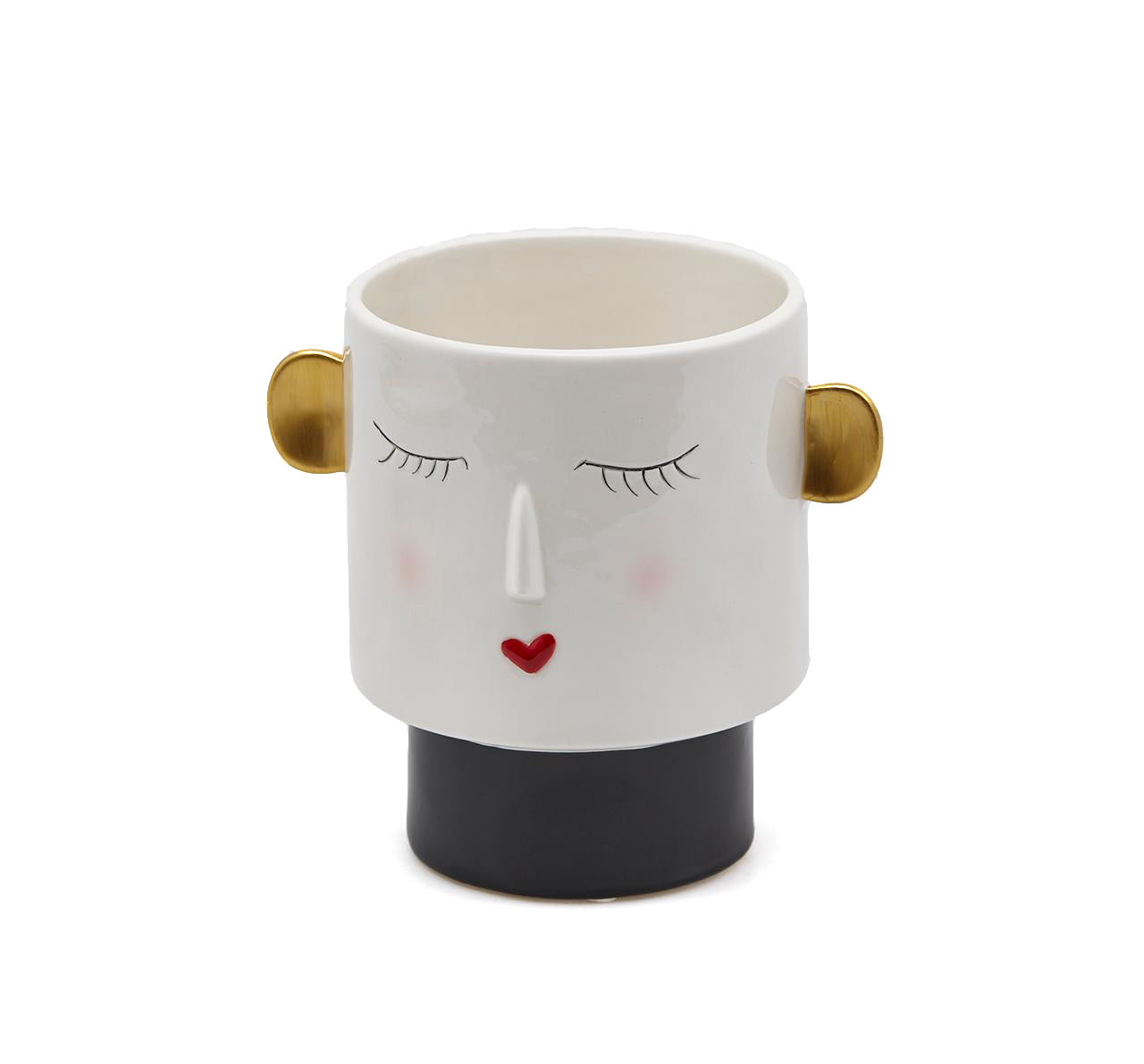 Vaso viso con orecchie colore oro H15 &Oslash;12 - 015490