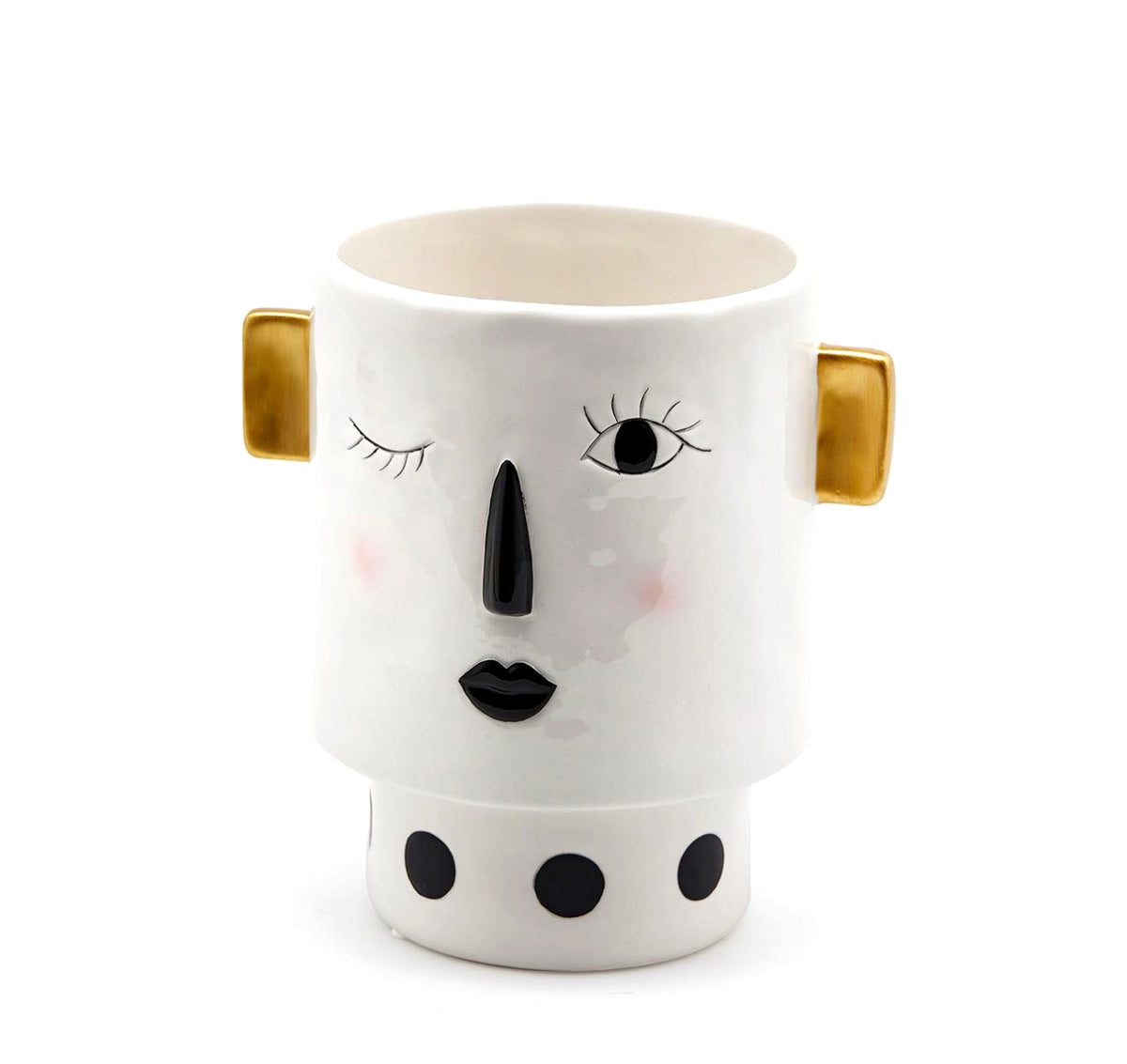 Vaso viso con orecchie colore oro H18 &Oslash;14 - 015492