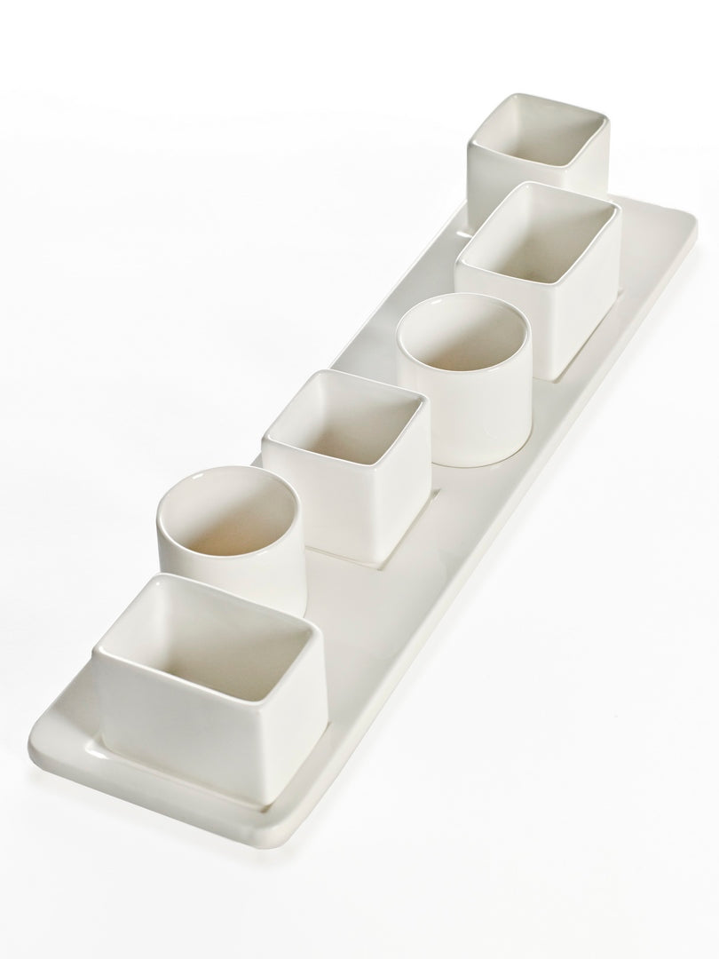 Vassoio con 6 ciotoline finger food: piatti per aperitivi in ceramica Serax - B9215654
