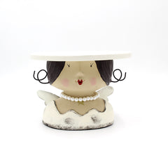 Alzata porta dolci Angelo bianco | Alzatina per dolci a forma di testa di angelo - 1155200-bianco