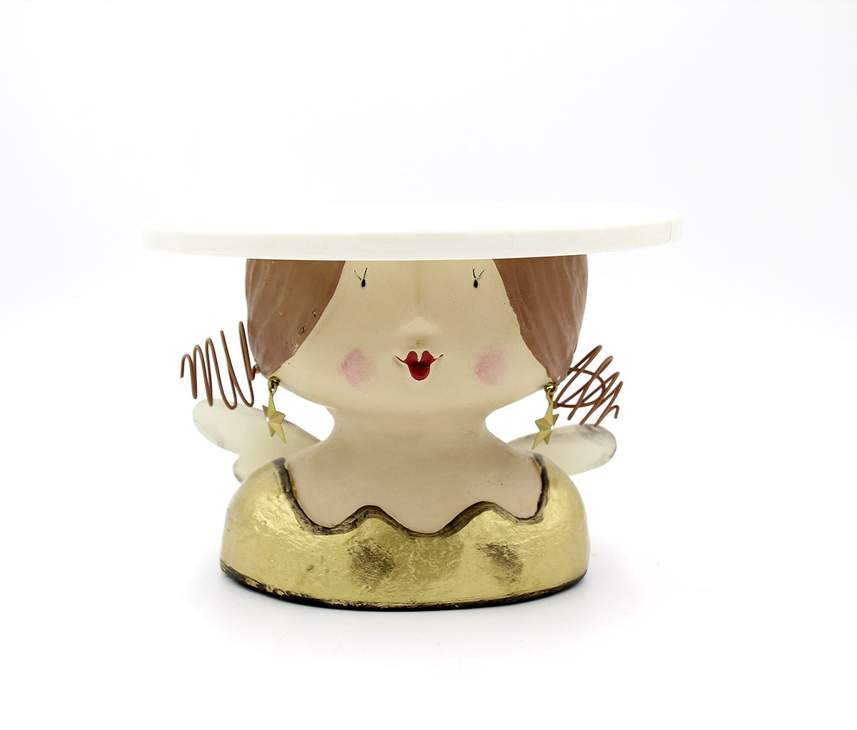 Alzata porta dolci Angelo oro | Alzatina per dolci a forma di testa di agngelo - 1155200-oro