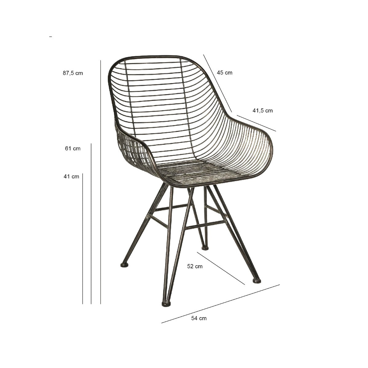 Sedia in metallo Wire con braccioli : Sedie di design in metallo  - 692208