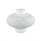 Vaso Eviena White Bulb H25 | Vaso in vetro inciso bianco satinato