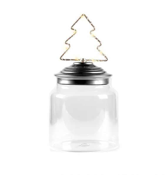 Barattolo di vetro con tappo in alluminio decoro Albero di Natale Led : Barattoli natalizi