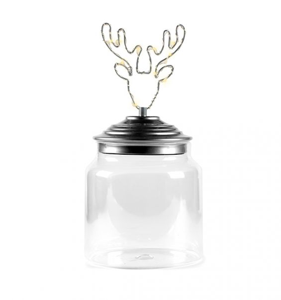 Barattolo di vetro con tappo in alluminio decoro Alce Led : Barattoli natalizi